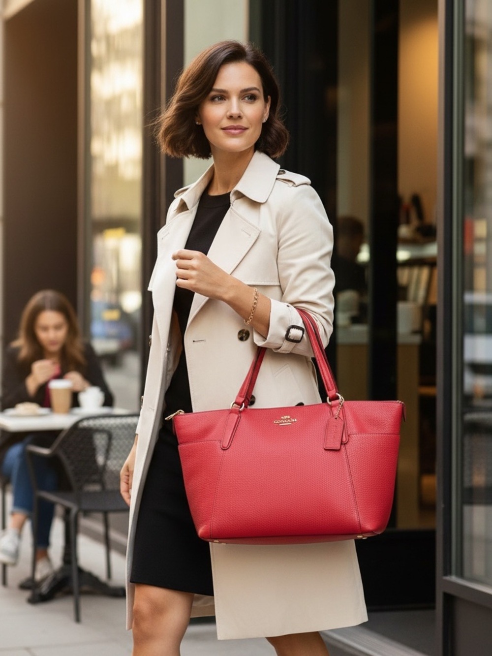 Coach Pebbled Leather Ava II Tote Bag in Pink Ruby